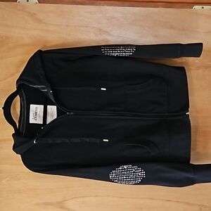 LOVE EXPRESS HOODED ZIP FRONT SWEATSHIRT WITH STUDDED ELBOWS, S/P